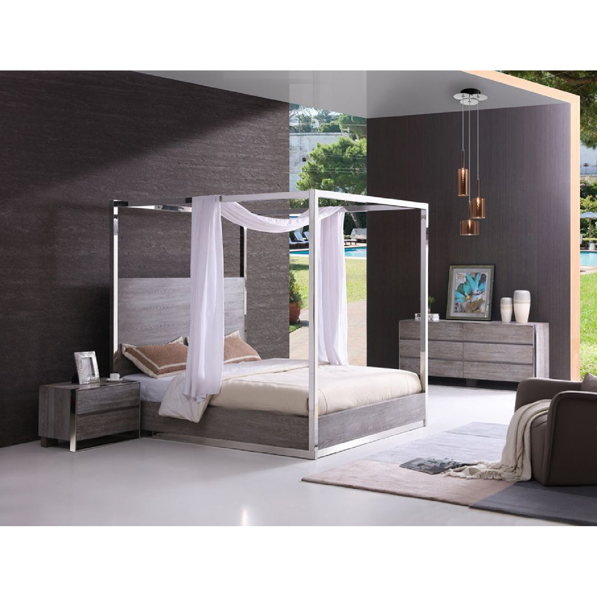 Gray Elm 4-Drawer Nightstand | OROA Modern Arlene