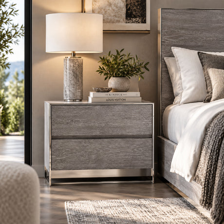 Gray Elm 4-Drawer Nightstand | OROA Modern Arlene
