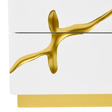 White & Gold 2-Drawer Nightstand | OROA Modern Aspen