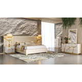 White & Gold 2-Drawer Nightstand | OROA Modern Aspen