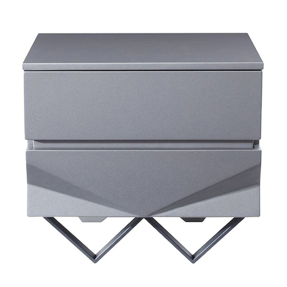 2-Drawer Matte Gray Nightstand | OROA Modern Duke