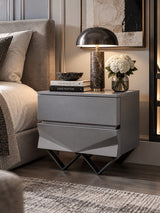 2-Drawer Matte Gray Nightstand | OROA Modern Duke