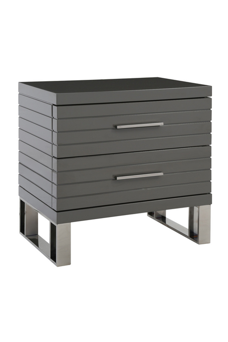 Gray Slatted 2-Drawer Nightstand | OROA Modern Splendor | Oroa.com