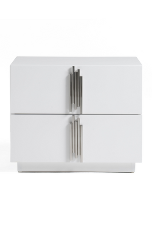 White High-Gloss 2-Drawer Nightstand | OROA Modern Token | Oroa.com