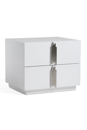 White High-Gloss 2-Drawer Nightstand | OROA Modern Token | Oroa.com