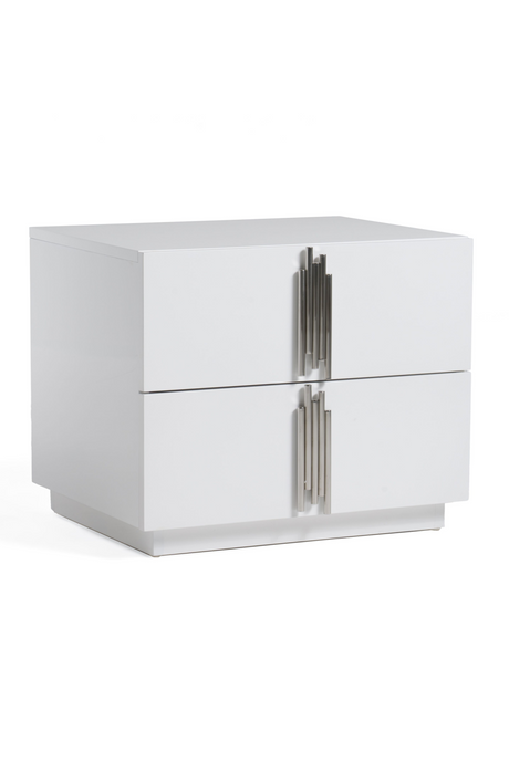 White High-Gloss 2-Drawer Nightstand | OROA Modern Token | Oroa.com