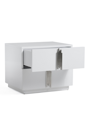 White High-Gloss 2-Drawer Nightstand | OROA Modern Token | Oroa.com