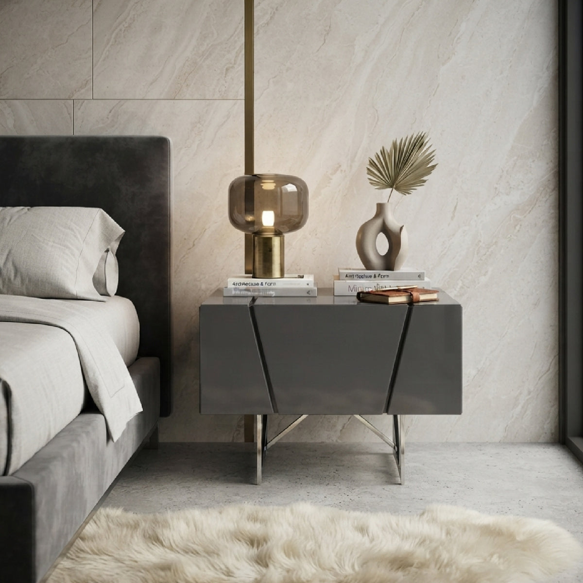 Gray 1-Drawer Nightstand | OROA Modern Chrysler