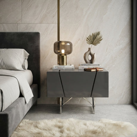 Gray 1-Drawer Nightstand | OROA Modern Chrysler
