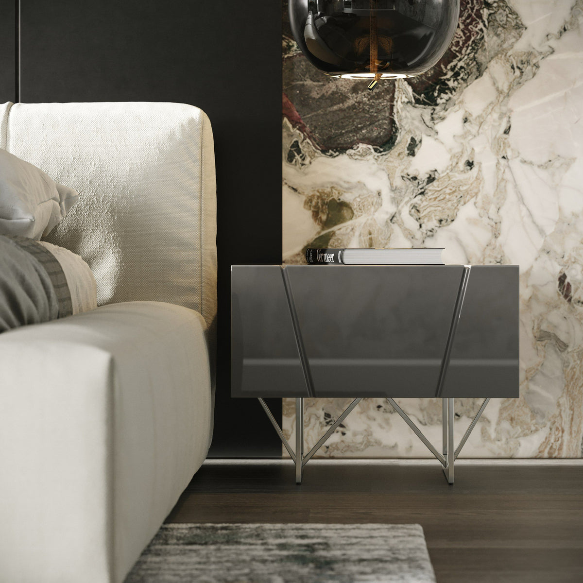 Gray 1-Drawer Nightstand | OROA Modern Chrysler
