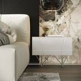 White Gloss 2-Drawer Nightstand | OROA Modern Chrysler