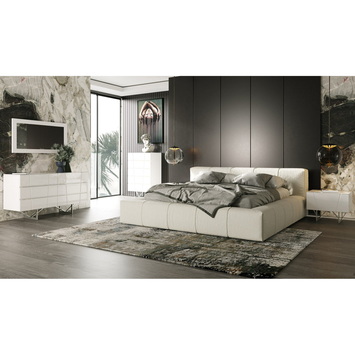 White Gloss 2-Drawer Nightstand | OROA Modern Chrysler