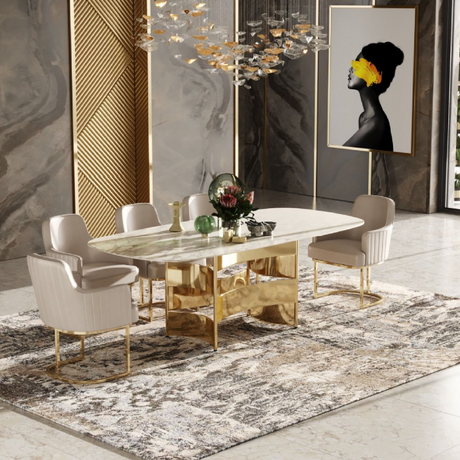   White Marble Gold Dining Table | Oroa.com