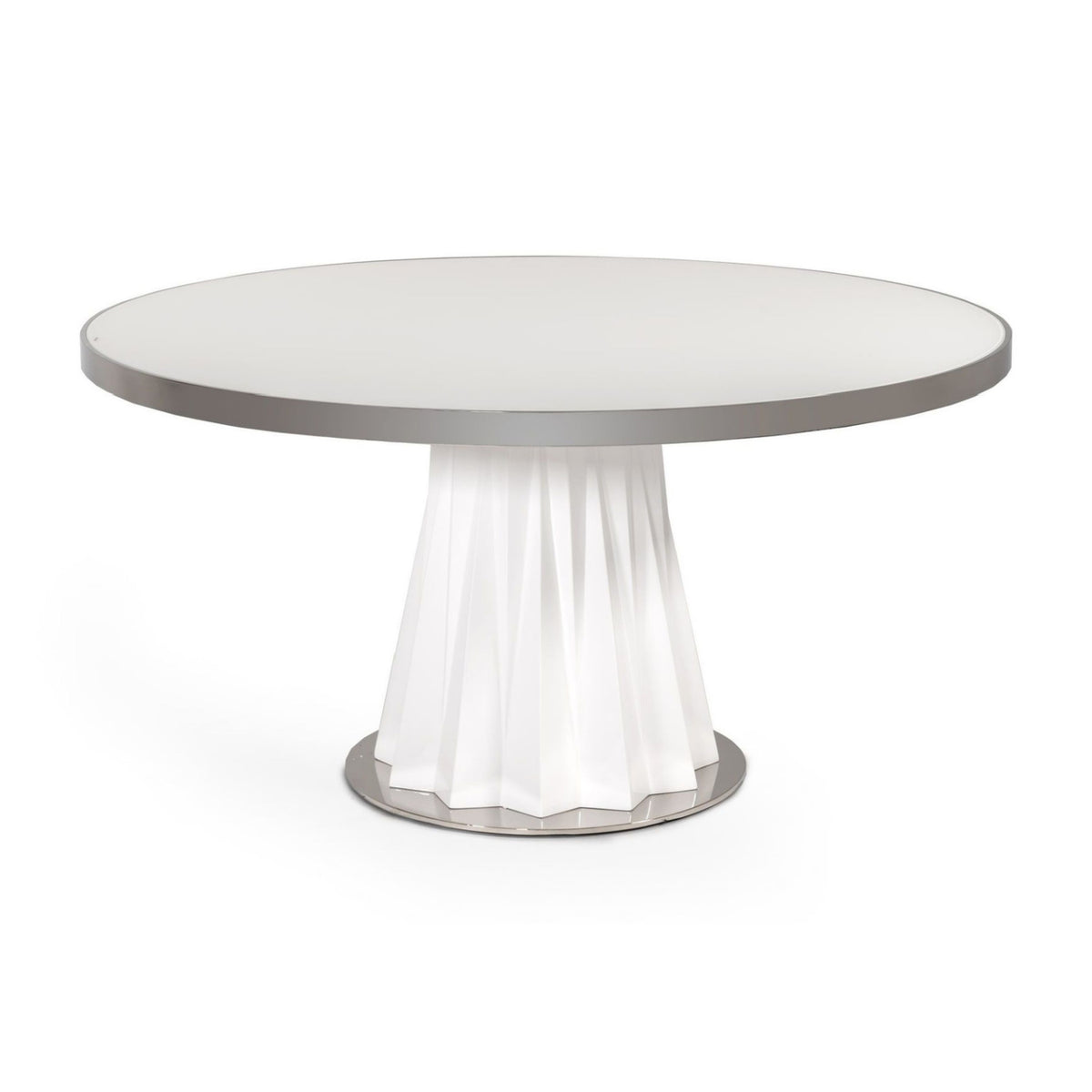 Round White Glass Dining Table | OROA Modern Cabaret