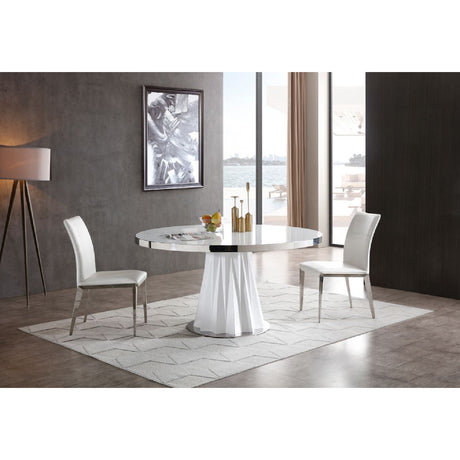 Round White Glass Dining Table | OROA Modern Cabaret