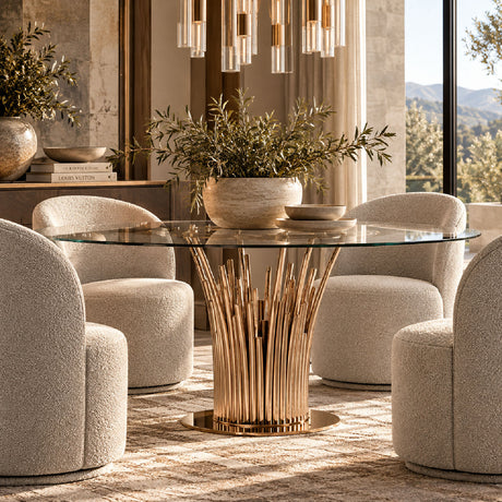 Round Glass Dining Table | OROA Modern Paxton