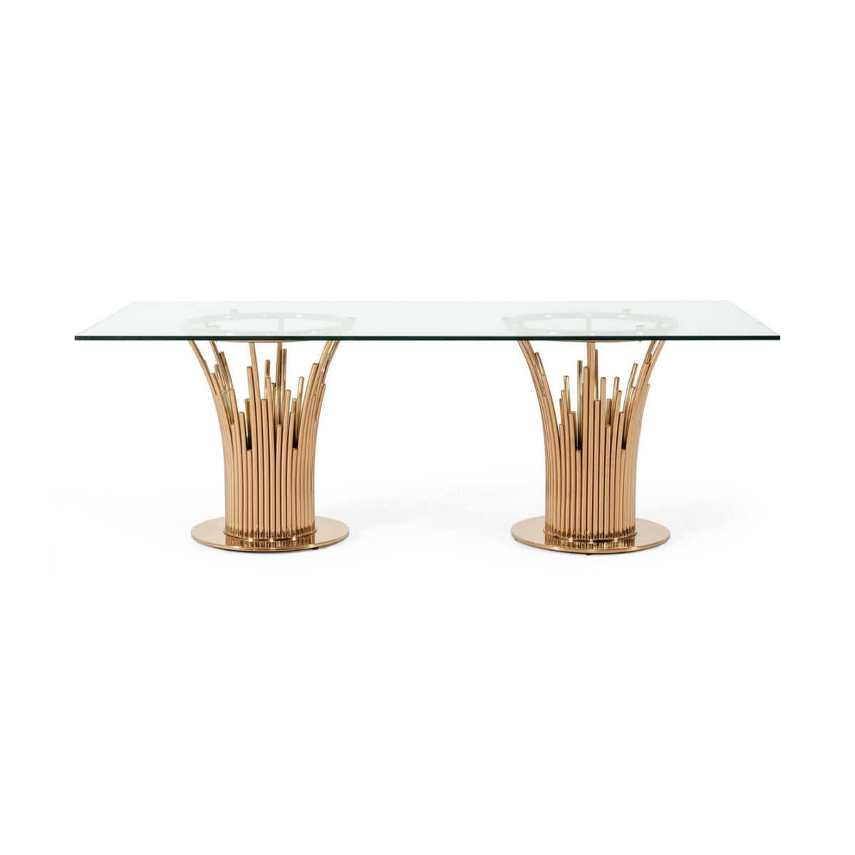 Glass & Rosegold Dining Table | OROA Modern Paxton