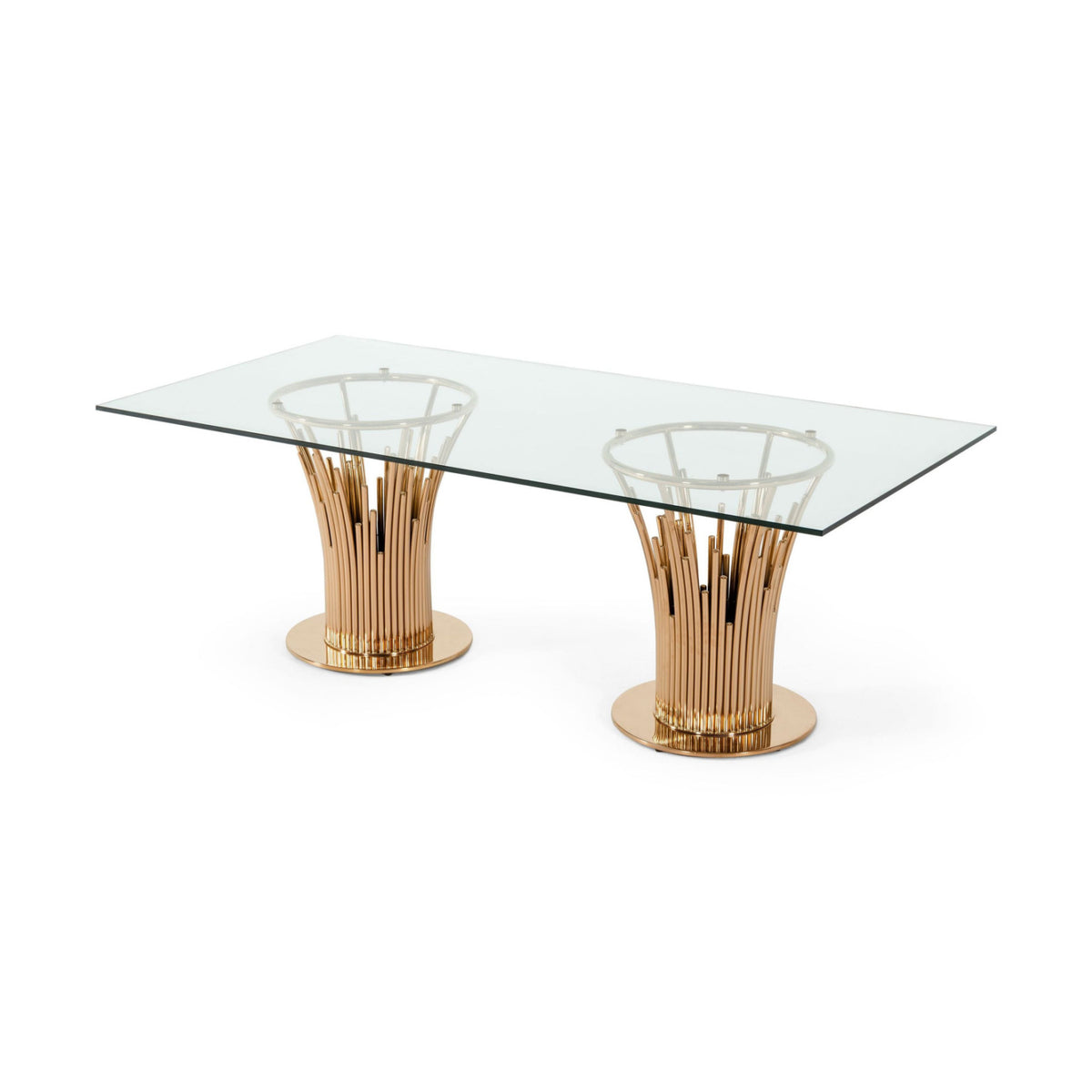 Glass & Rosegold Dining Table | OROA Modern Paxton