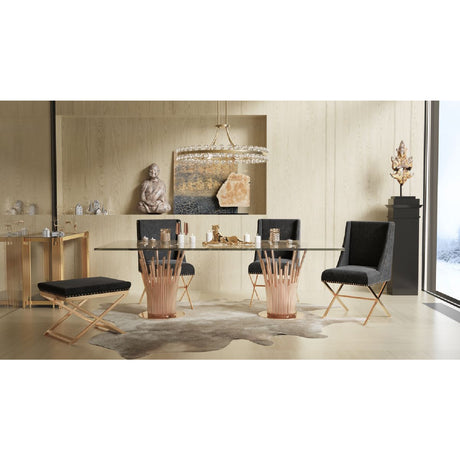 Glass & Rosegold Dining Table | OROA Modern Paxton