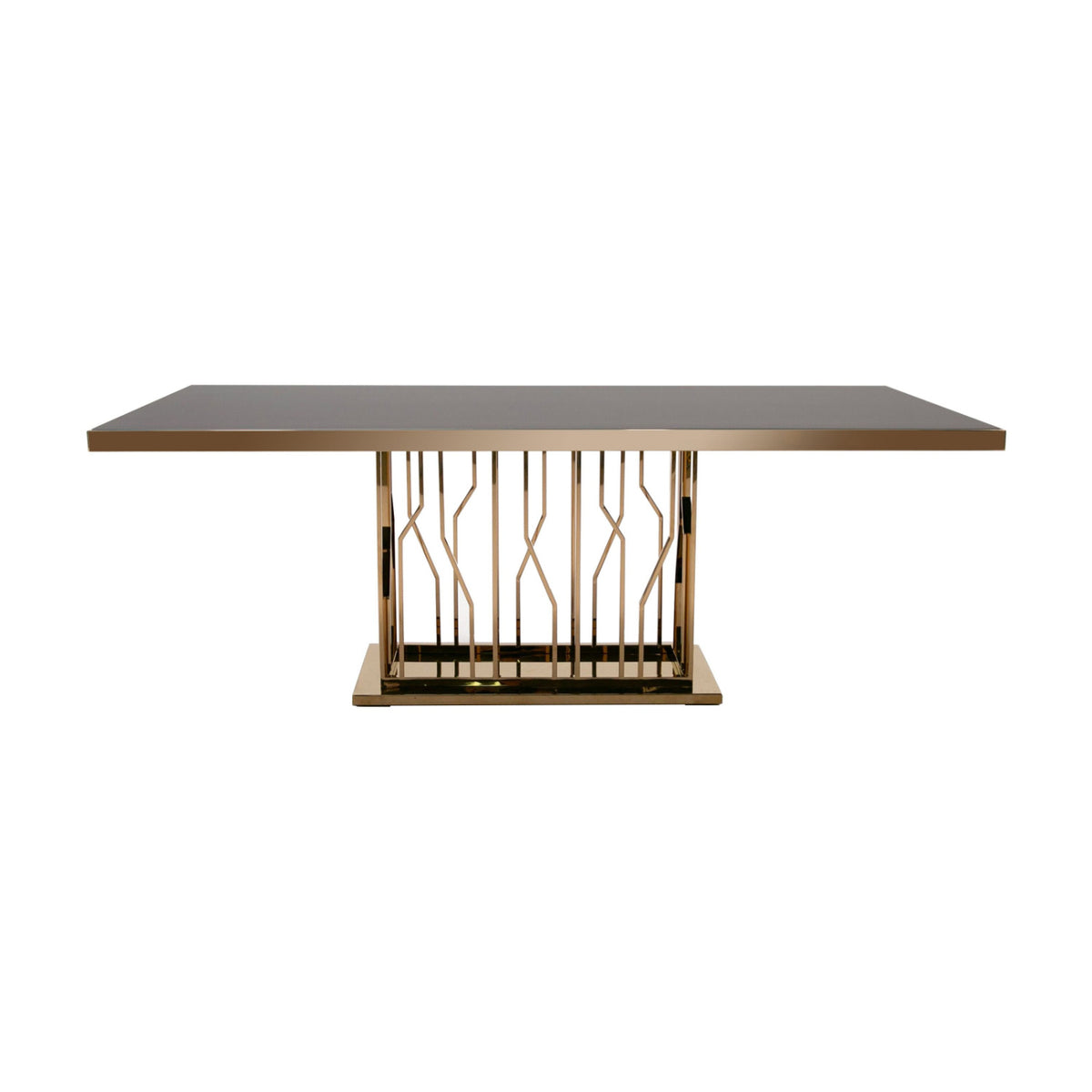 Black Glass & Rosegold Dining Table | OROA Modern Marston