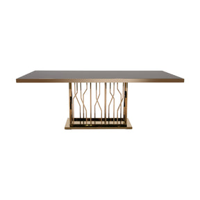 Modern European furniture - Black Glass & Rosegold Dining Table - www.oroa.com
