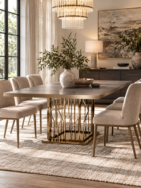 Black Glass & Rosegold Dining Table | OROA Modern Marston
