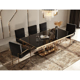 Black Glass & Rosegold Dining Table | OROA Modern Marston