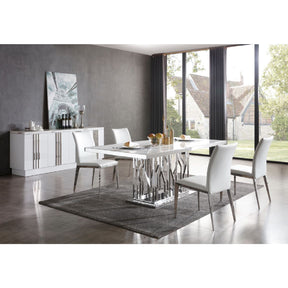 White Marble Rectangular Dining Table - OROA Modern Marston - view 1