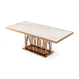 White Marble Rectangular Dining Table | OROA Modern Marston
