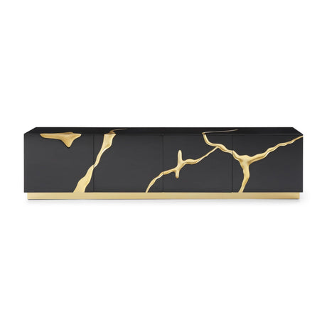  Black High Gloss & Gold TV Stand | Oroa.com