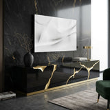 Black High Gloss & Gold TV Stand | OROA Modern Aspen | Oroa.com