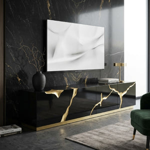   Black High Gloss & Gold TV Stand | Oroa.com