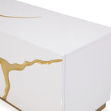 White & Gold 4-Door TV Stand | OROA Modern Aspen