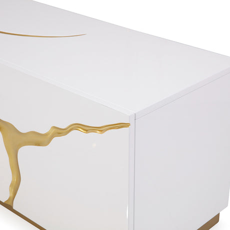 White & Gold 4-Door TV Stand | OROA Modern Aspen
