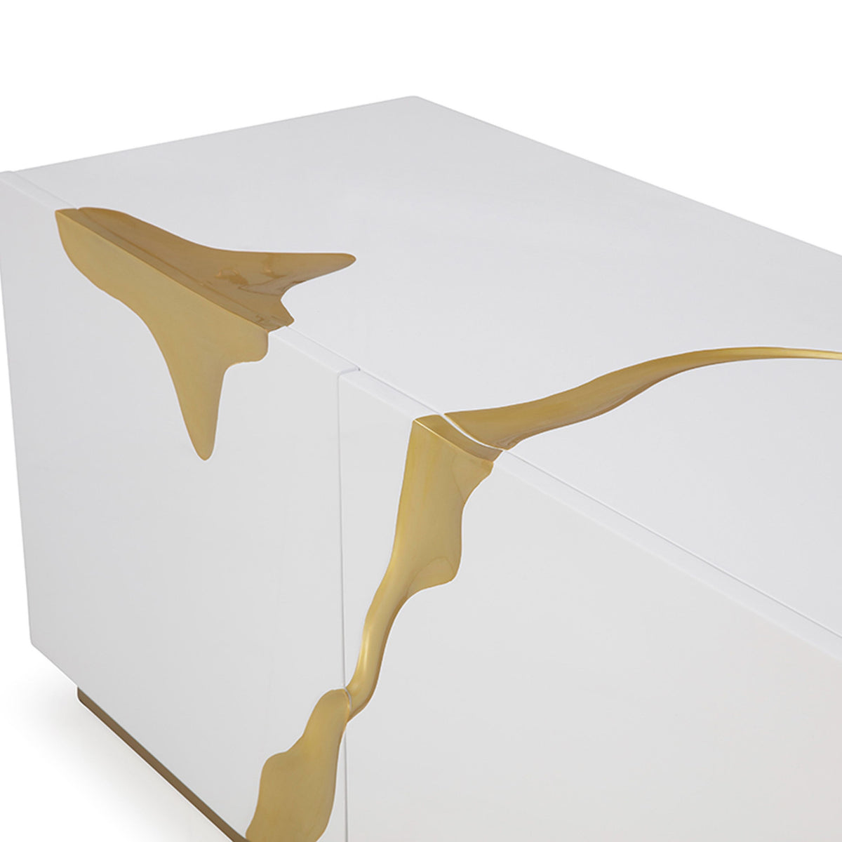 White & Gold 4-Door TV Stand | OROA Modern Aspen