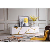 White & Gold 4-Door TV Stand | OROA Modern Aspen