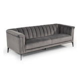 Gray Velvet Channeled Sofa | OROA Modern Jeremy