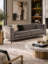 Gray Velvet Channeled Sofa | OROA Modern Jeremy