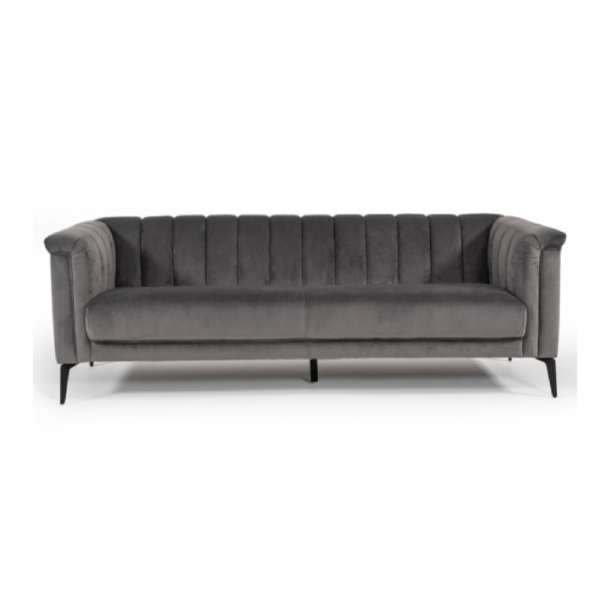 Gray Velvet Channeled Sofa | OROA Modern Jeremy