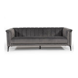 Gray Velvet Channeled Sofa | OROA Modern Jeremy