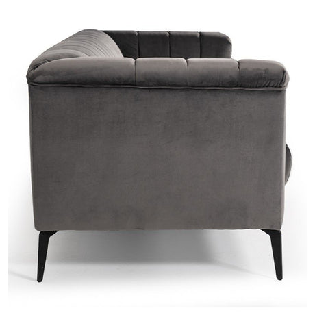 Gray Velvet Channeled Sofa | OROA Modern Jeremy