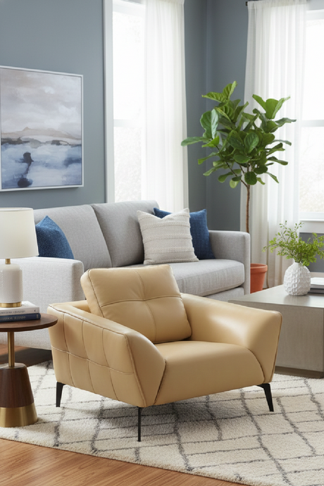 Beige Leather Lounge Chair | OROA Modern Forge | Oroa.com