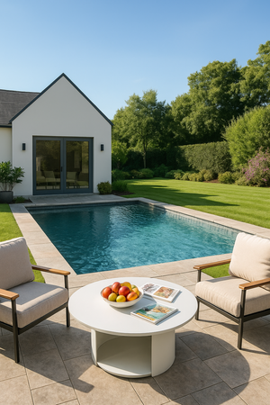 Round Outdoor White Coffee Table | OROA Modern Onza | Oroa.com