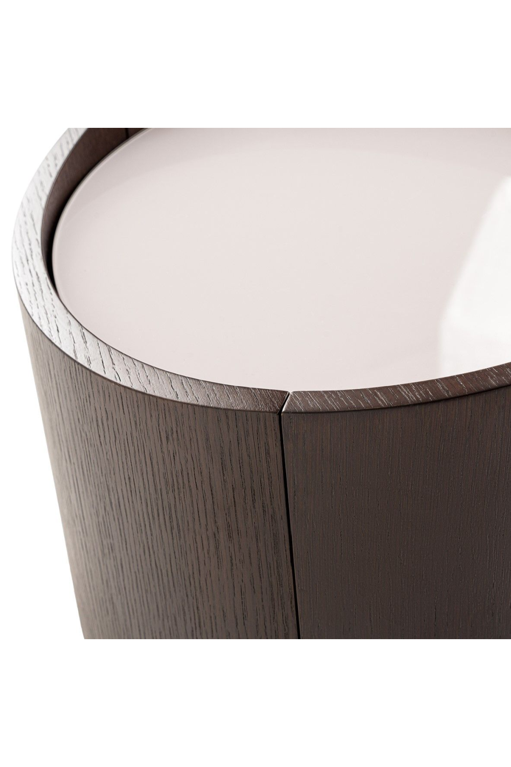 Round Brown Oak Nightstand | OROA Modern Geneva | Oroa.com