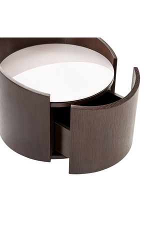 Round Brown Oak Nightstand | OROA Modern Geneva | Oroa.com