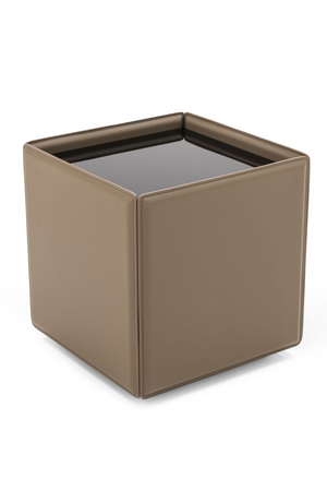 Beige Vegan Leather End Table | OROA Modern Vargas | Oroa.com