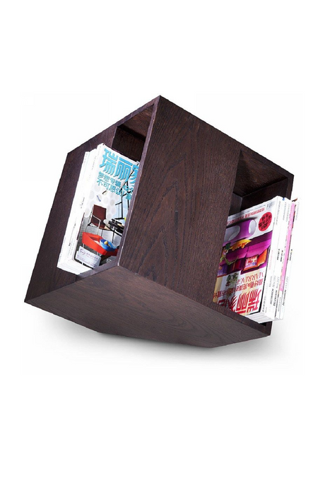 Brown Oak Cube Magazine Rack | OROA Modern Book | Oroa.com