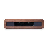 Walnut Glass-Shelf TV Stan | OROA Modern Frost