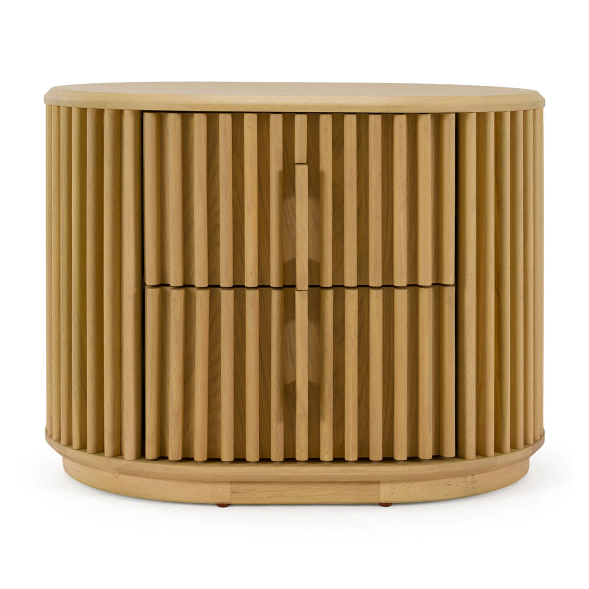 Oak Slatted 2-Drawer Nightstand | OROA Modern Kayce