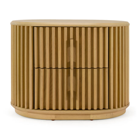 Modern European furniture - Oak Slatted 2-Drawer Nightstand - www.oroa.com